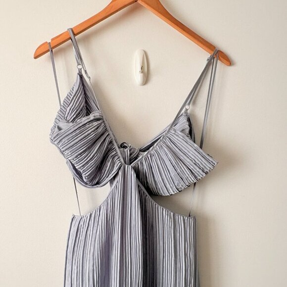 Zara Cut Out Pleated Midi Long Dress Light Blue Size Medium - Picture 7 of 10